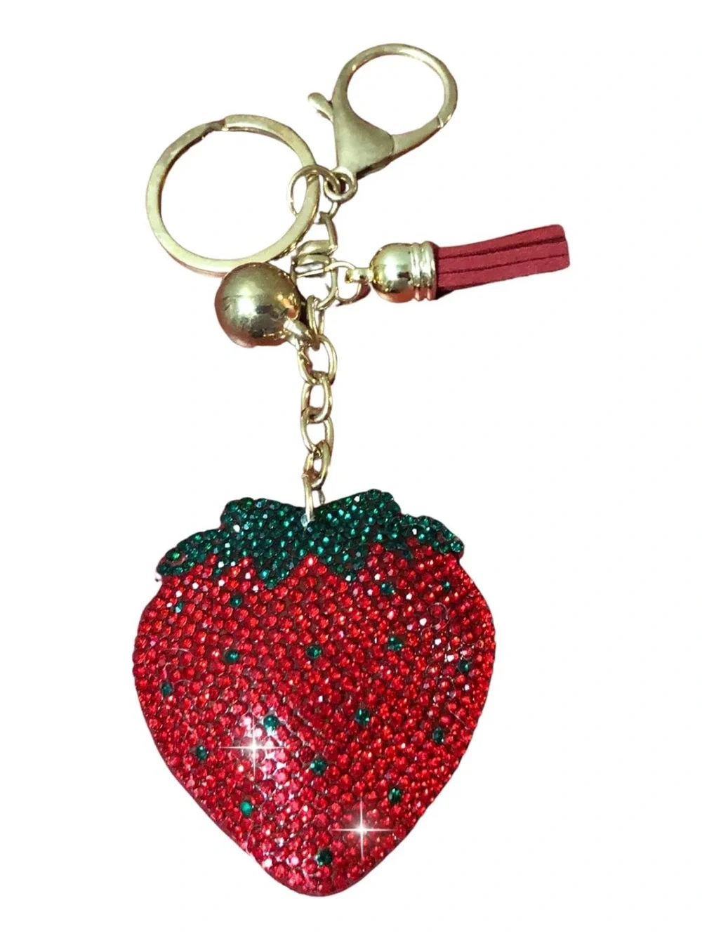 NWT! Strawberry Bedazzled Strawberry Bag Charm Keychain